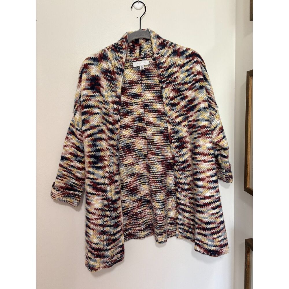 Chunky Knit Medium Cardigan Multicolor Cozy Oversized Boho Fall Open Sweater
